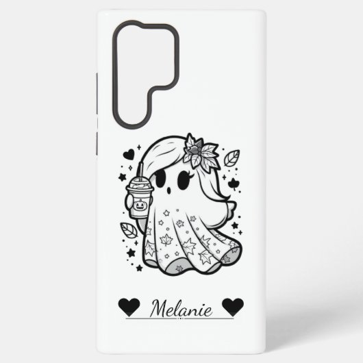 Autumn Spirit: Girly Ghost met pompoenkruid Samsung Galaxy Hoesje (Achterkant)