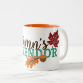 Autumn Splendor Acorn en eik Leaf Tweekleurige Koffiemok (Voorkant rechts)