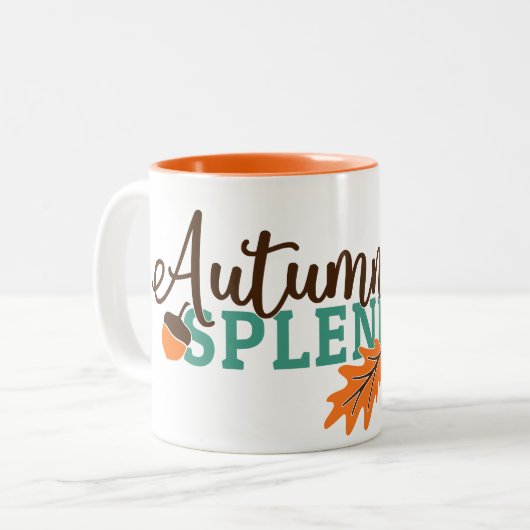 Autumn Splendor Acorn en eik Leaf Tweekleurige Koffiemok (Voorkant links)