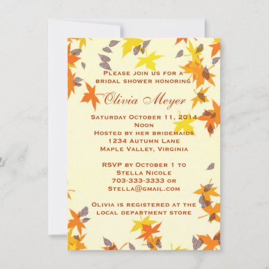Autumn Splendor Bridal Shower Uitnodiging (Voorkant)