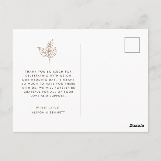 Autumn Sprig Love and Bedankt Wedding Dankuwel Briefkaart (Achterkant)