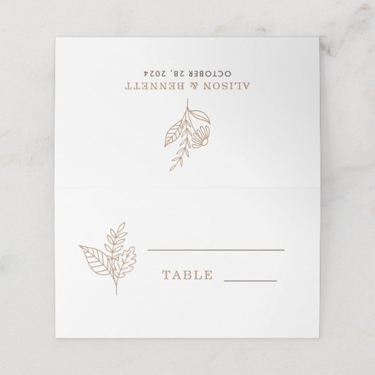 Autumn Sprig Wedding Plaatskaartje (Buitenkant ongevouwen)