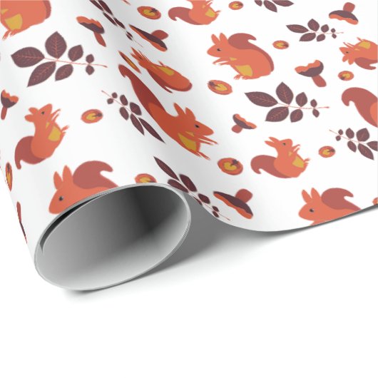 Autumn Squirrel Acorn Cadeaupapier (Rol Hoek)