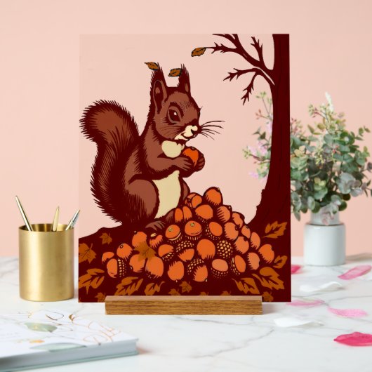 🐿️ Autumn Squirrel Acrylic Sign - Desk Decor 🍂 (Huwelijk)