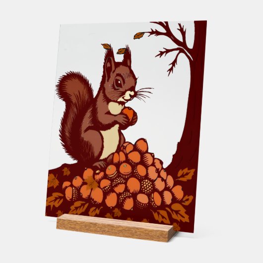 🐿️ Autumn Squirrel Acrylic Sign - Desk Decor 🍂 (Hoek)