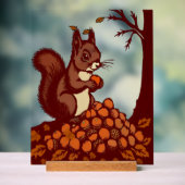 🐿️ Autumn Squirrel Acrylic Sign - Desk Decor 🍂 (Neutraal)