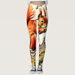Autumn Squirrel Art Leggings