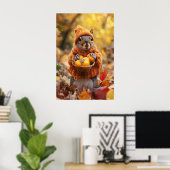 Autumn Squirrel Art Print, Cozy Fall Poster (Thuiskantoor)