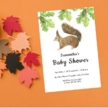 Autumn Squirrel Baby shower Invitation