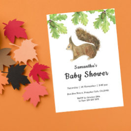 Autumn Squirrel Baby shower Invitation Kaart