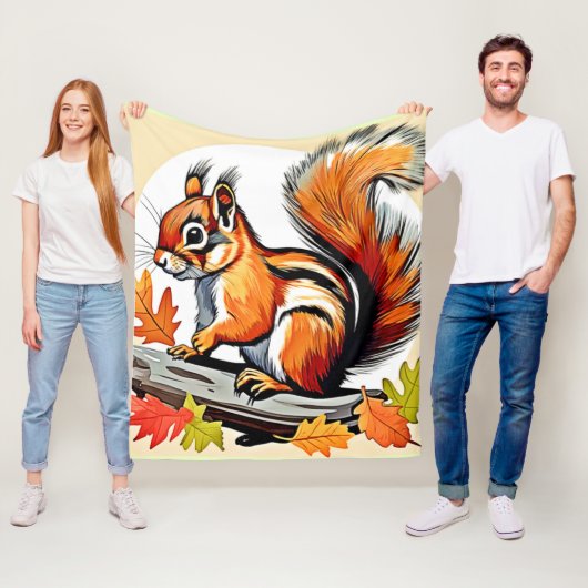 Autumn Squirrel Charm Design Fleece Deken (In situ)