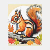 Autumn Squirrel Charm Design Fleece Deken (Voorkant)