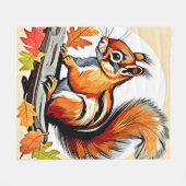 Autumn Squirrel Charm Design Fleece Deken (Voorkant (Horizontaal))