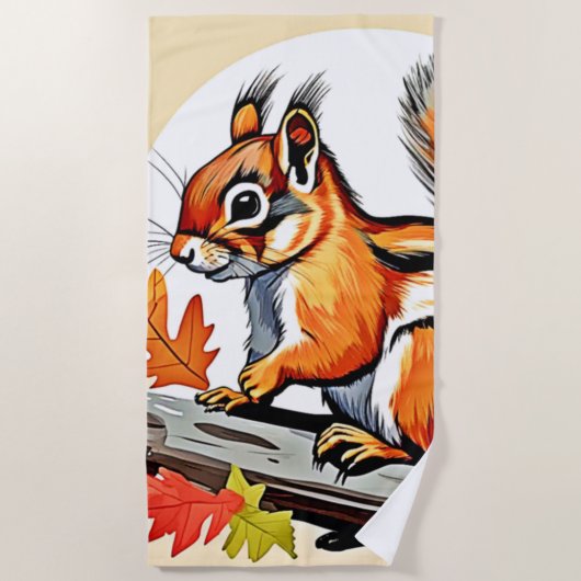 Autumn Squirrel Charm Design Strandlaken (Voorkant)