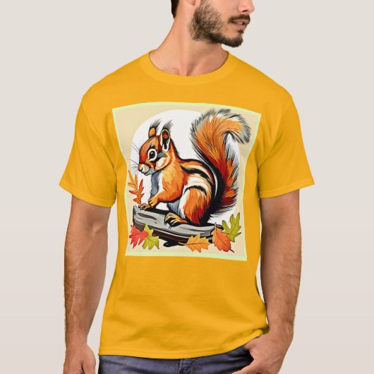 Autumn Squirrel Charm Design T-shirt (Voorkant)
