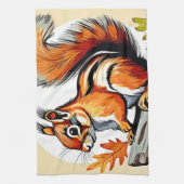 Autumn Squirrel Charm Design Theedoek (Verticaal)