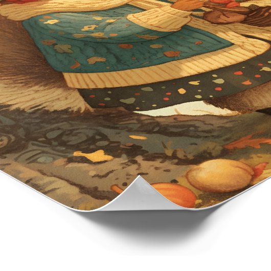 Autumn Squirrel Harvest Nursery Wall Art Poster (Hoek)