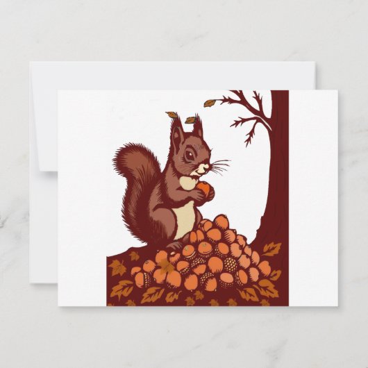 🐿️ Autumn Squirrel Invitation Card Kaart (Achterkant)