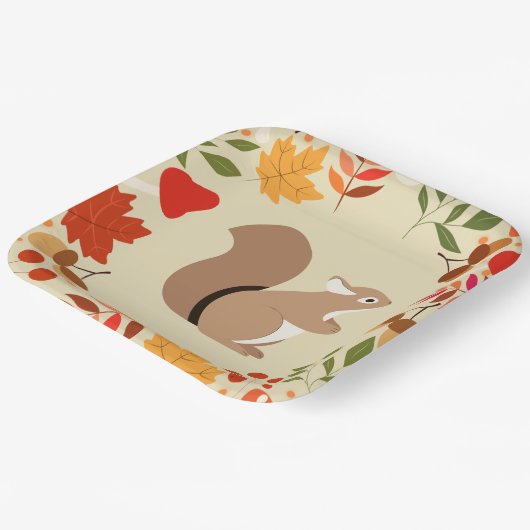 Autumn squirrel papieren bordje (Gebogen)