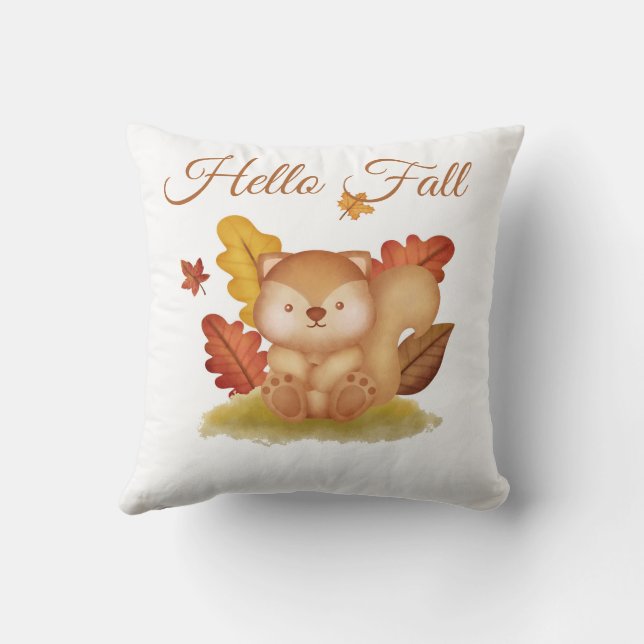 Autumn Squirrel Pillow Kussen (Achterkant)
