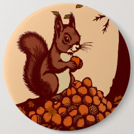 🐿️ Autumn Squirrel Pin Button / Badge - Clothing 