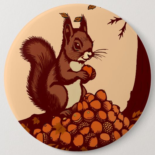 🐿️ Autumn Squirrel Pin Button / Badge - Clothing  (Voorkant)