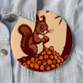 🐿️ Autumn Squirrel Pin Button / Badge - Clothing  (In situ)