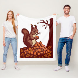 🐿️ Autumn Squirrel Polar Fleece Blanket - Gift 🍂