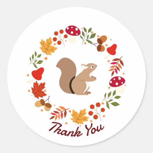 Autumn Squirrel Ronde Sticker (Voorkant)