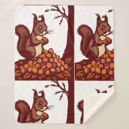 🐿️ Autumn Squirrel Sherpa Blanket - Fall Forest Deken