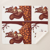 🐿️ Autumn Squirrel Sherpa Blanket - Fall Forest Deken (Voorkant (horizontaal))