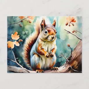 Autumn Squirrel Waterverf Briefkaart