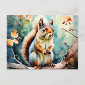Autumn Squirrel Waterverf Briefkaart (Voorkant)