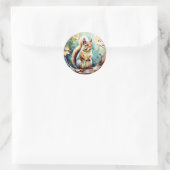 Autumn Squirrel Waterverf Ronde Sticker (Tas)