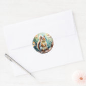 Autumn Squirrel Waterverf Ronde Sticker (Envelop)