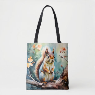 Autumn Squirrel Waterverf Tote Bag