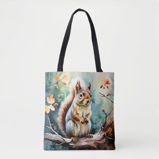 Autumn Squirrel Waterverf Tote Bag (Voorkant)