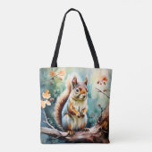 Autumn Squirrel Waterverf Tote Bag (Achterkant)
