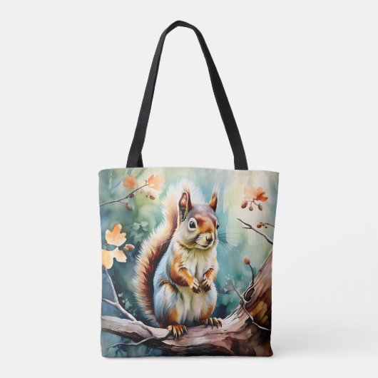 Autumn Squirrel Waterverf Tote Bag (Achterkant)