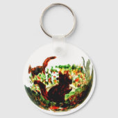 Autumn Squirrels Animal Art Sleutelhanger (Voorkant)