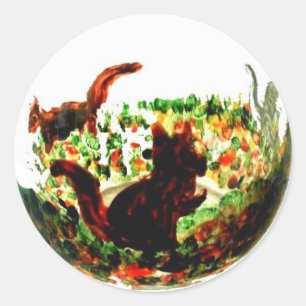 Autumn Squirrels Rustische Natuur Ronde Sticker