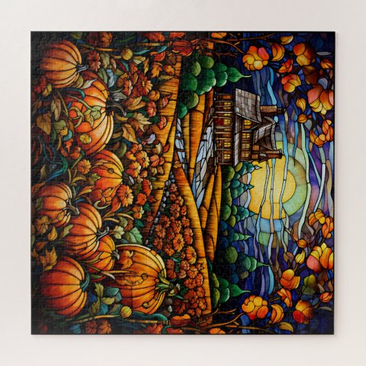 Autumn Stained Glass Puzzle Legpuzzel (Horizontaal)