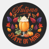 Autumn State of Mind Black Ronde Sticker (Voorkant)