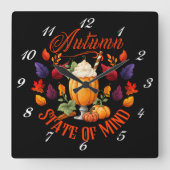 Autumn State of Mind Black Vierkante Klok (Voorkant)