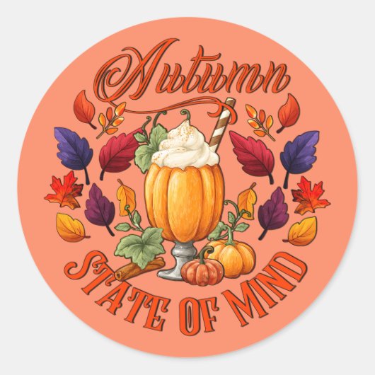 Autumn State of Mind Oranje Ronde Sticker (Voorkant)