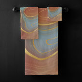 Autumn Strata | Terra Cotta Blauwgroen en Gold Aga Bad Handdoek