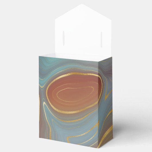 Autumn Strata | Terra Cotta Blauwgroen en Gold Aga Bedankdoosjes (Geopend)