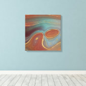 Autumn Strata | Terra Cotta Blauwgroen en Gold Aga Canvas Afdruk (Insitu (Houten vloer))