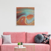 Autumn Strata | Terra Cotta Blauwgroen en Gold Aga Canvas Afdruk (Insitu (Woonkamer))