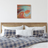 Autumn Strata | Terra Cotta Blauwgroen en Gold Aga Canvas Afdruk (Insitu (Slaapkamer))